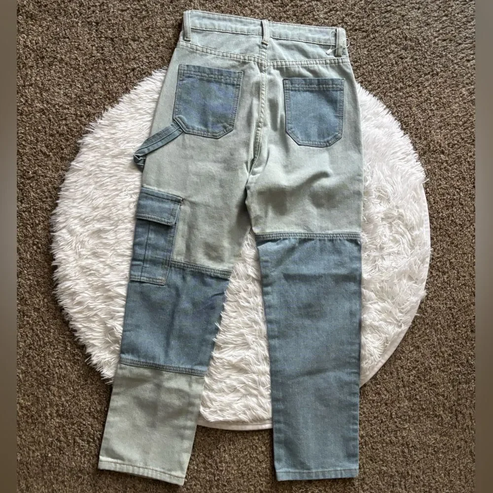 Cargo Carpenter Jeans Two Tone Blue Womens‎ Size Medium